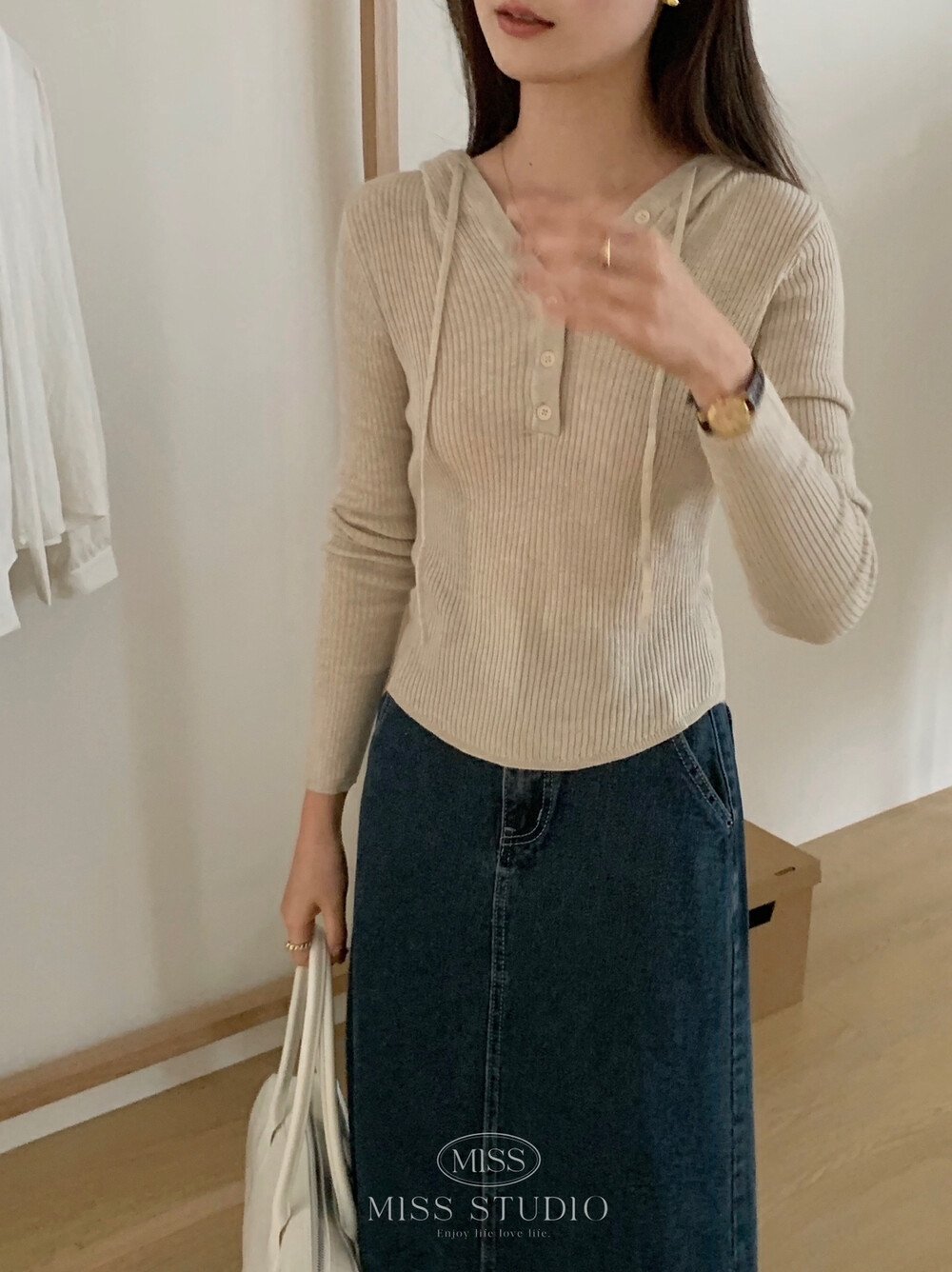MISS STUDIO春季韩版连帽针织小衫女装2173 оптом из Китая