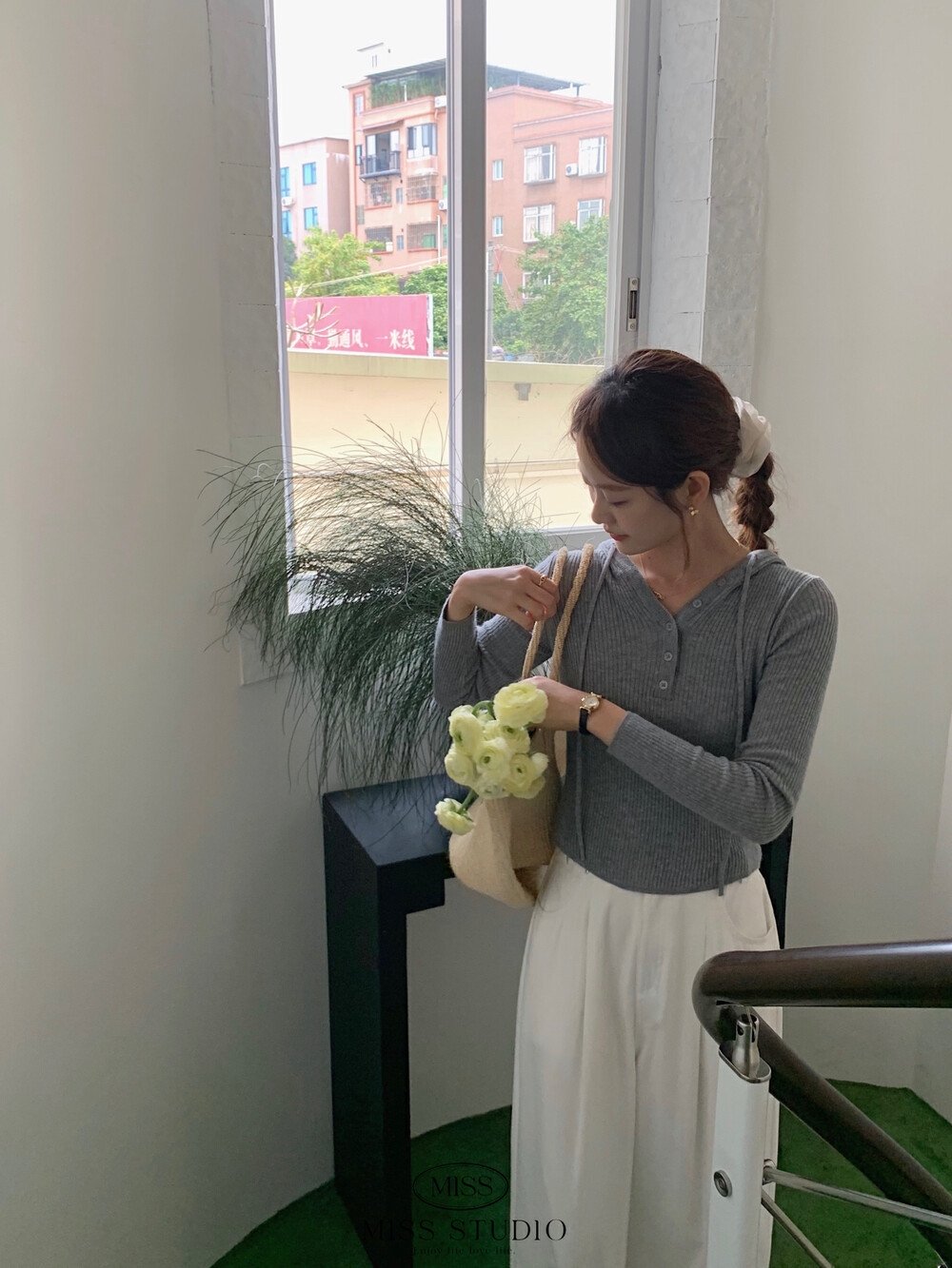 MISS STUDIO春季韩版连帽针织小衫女装2173 оптом из Китая
