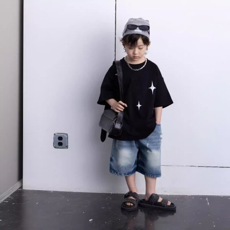 Детские шорты 2024 лето новые мужские джинсовые шорты корейского стиля изображение