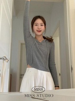 MISS STUDIO春季韩版连帽针织小衫女装2173 фотография