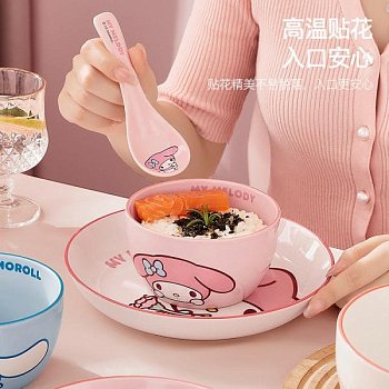 Керамическая миска для риса с Китти фотография