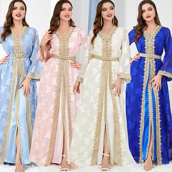 Платье abaya с V-образным вырезом и длинным рукавом фото
