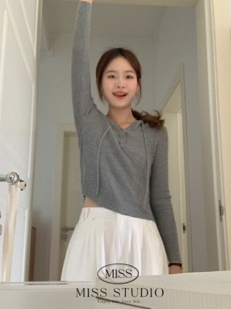 MISS STUDIO春季韩版连帽针织小衫女装2173 фотография